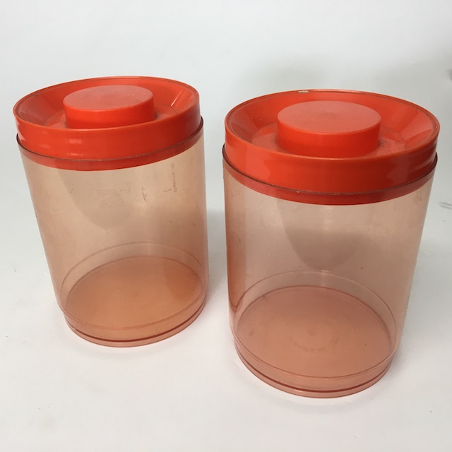 STORAGE CONTAINER, Plastic Orange Lid - Round 